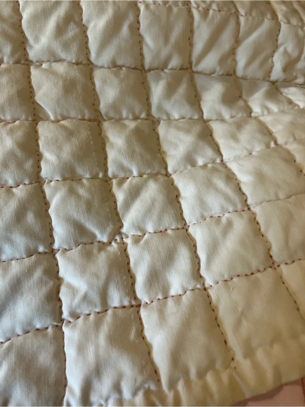 Hand sewn embroidered vintage quilt size full / queen